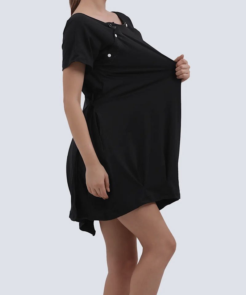 The Lynn Labor & Nursing Gown (Black)