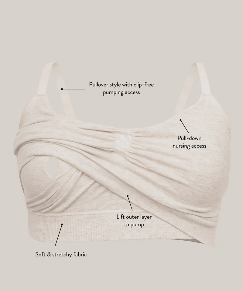 Sublime Bamboo Hands-Free Pumping Lounge & Sleep Bra (Oatmeal)