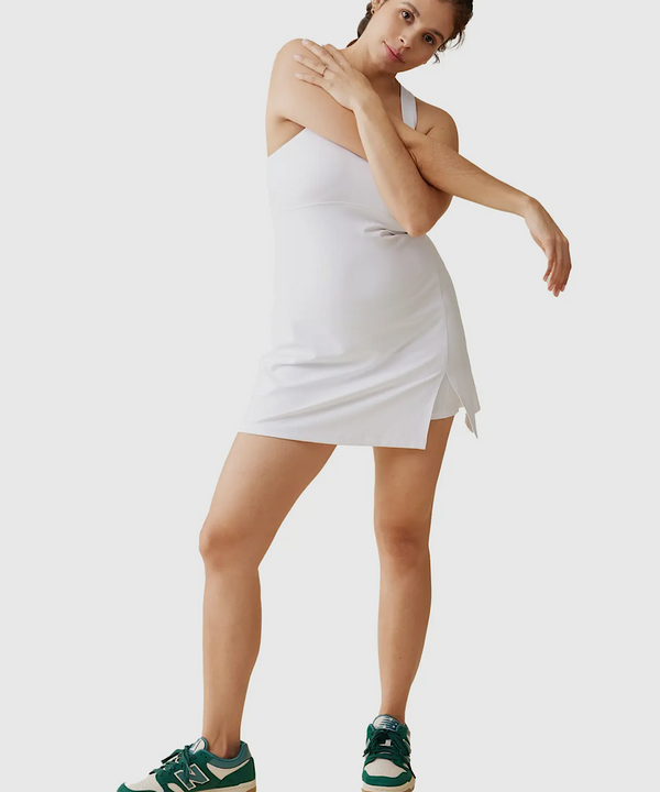 The Square Neck Active Dress (White)