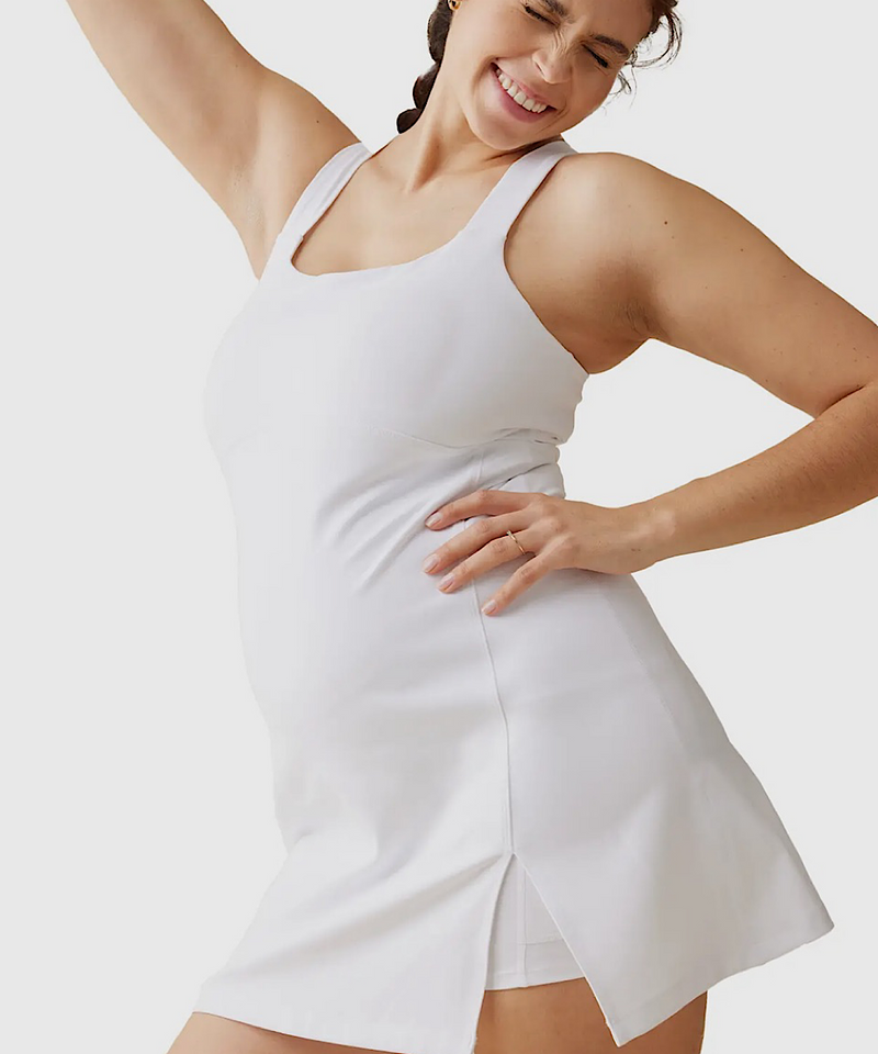 The Square Neck Active Dress (White)