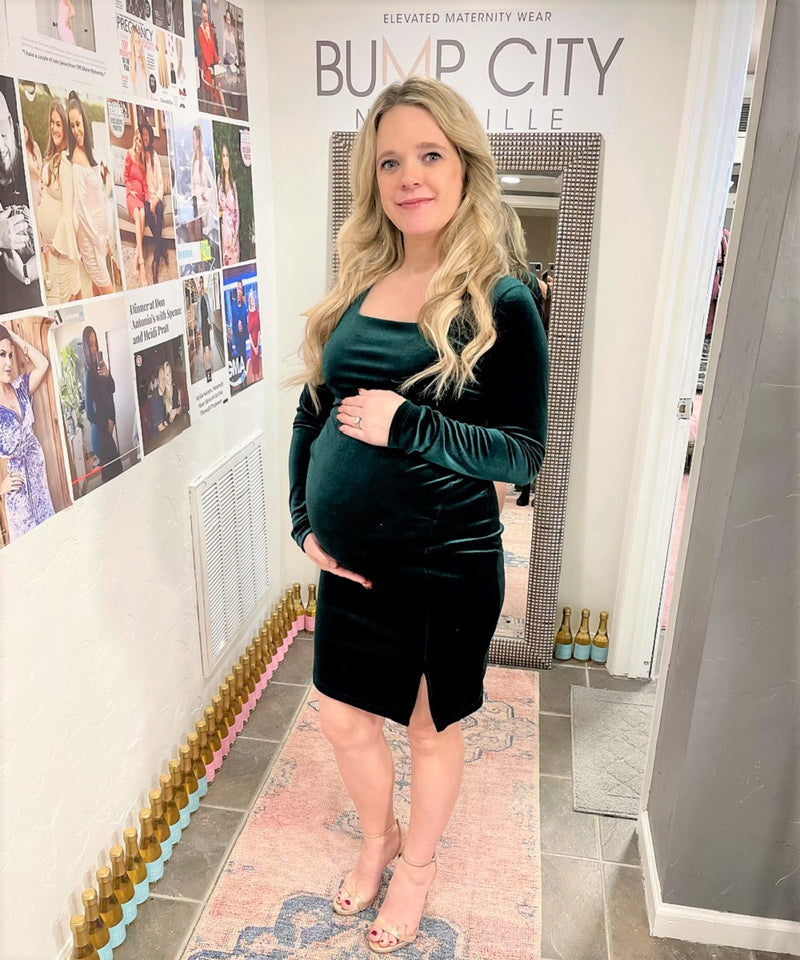 The Sloane Velvet Dress (Hunter Green) Bump City The Sloane Velvet Dress (Hunter Green) Bump City