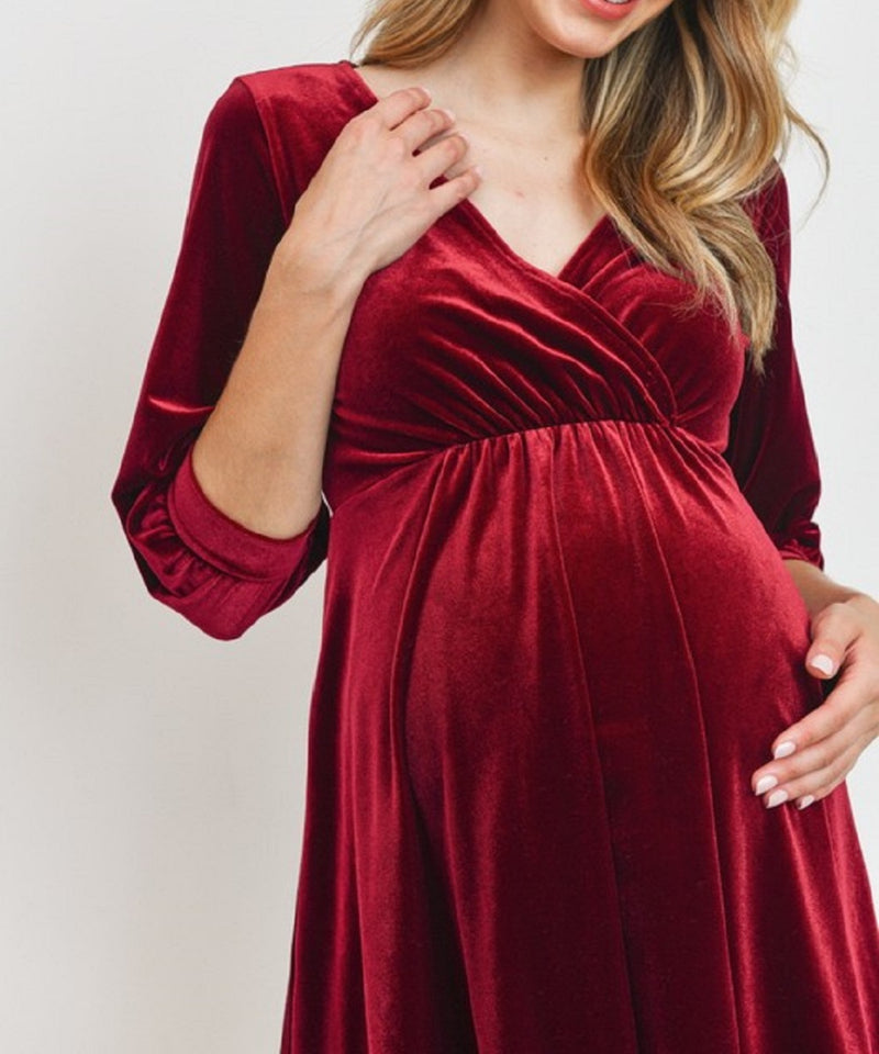 The Holly Maternity & Nursing Velvet Dress