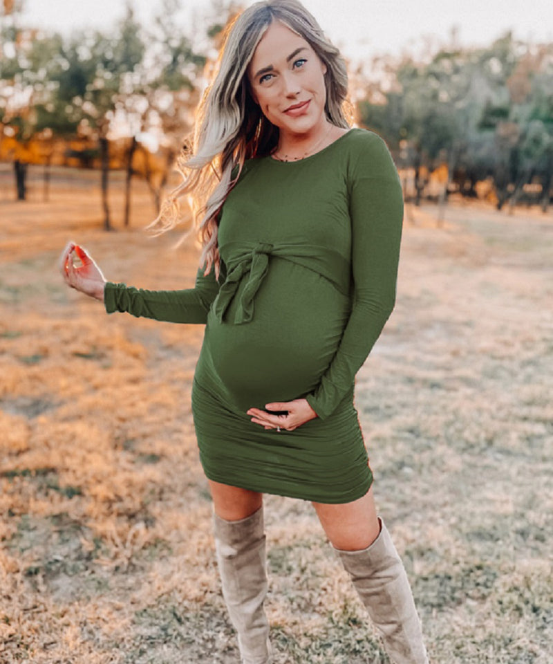 The Addison Maternity & Nursing Dress (Olive) – Bump City