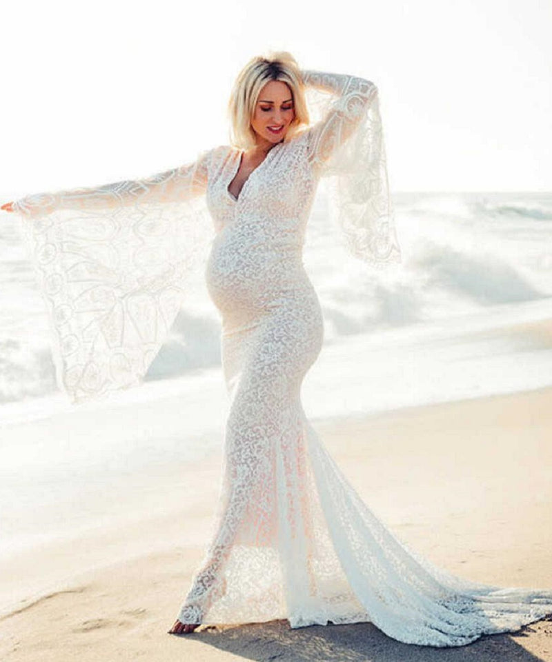 The Georgia Boho Sleeve Lace Maternity Gown Bump City The Georgia Boho Sleeve Lace Maternity Gown Bump City