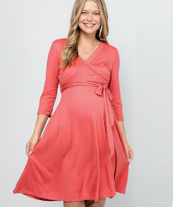 The Casey Wrap Dress (Coral)