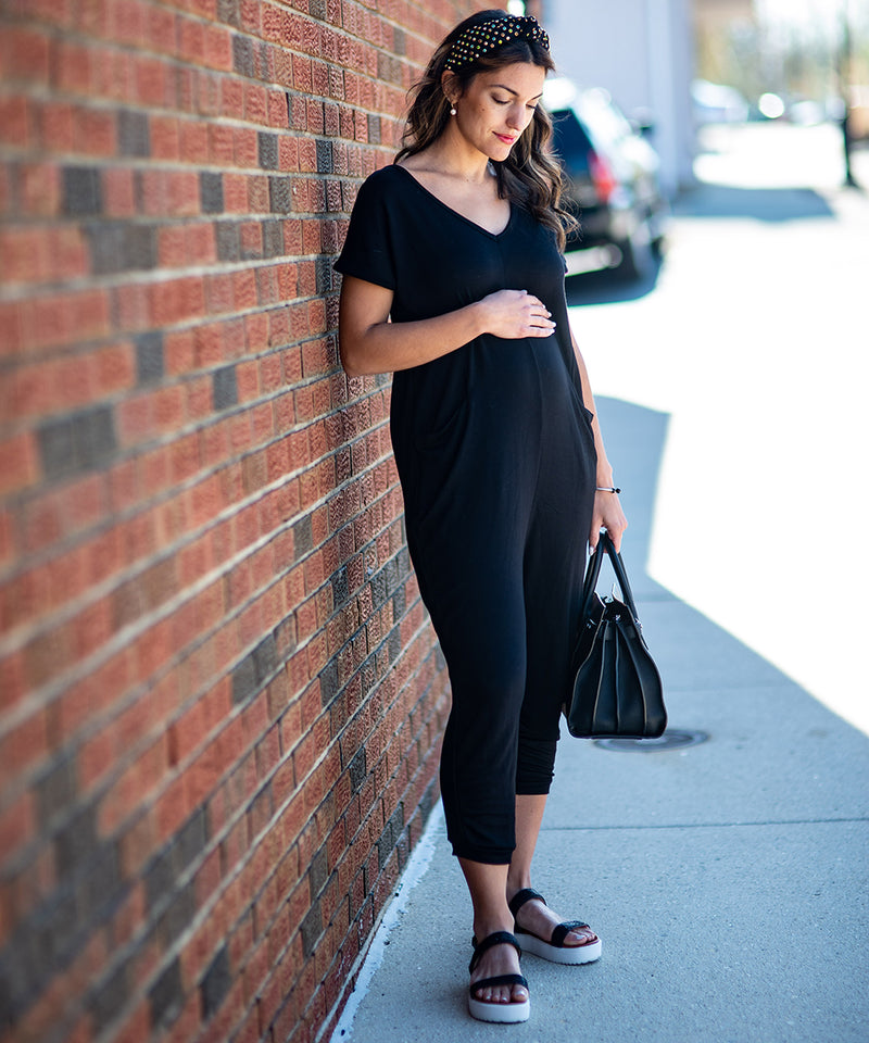 The Gia Maternity Jumpsuit (Black)